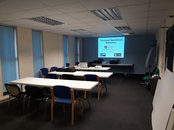 Asbestos training in Birmingham – classroom set up ready for delegates